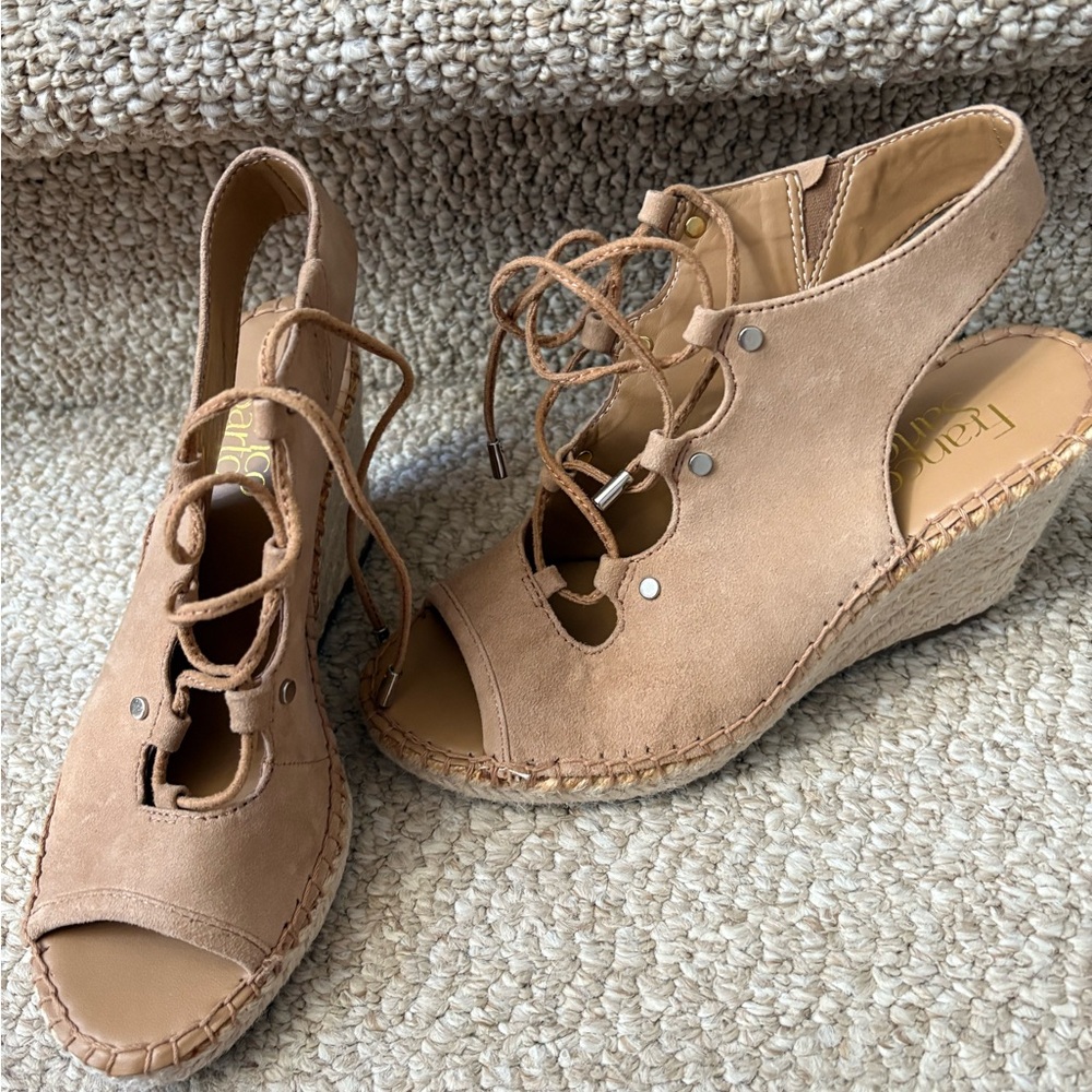 Franco Sarto Tan Wedge Sandals size 6 nwot
